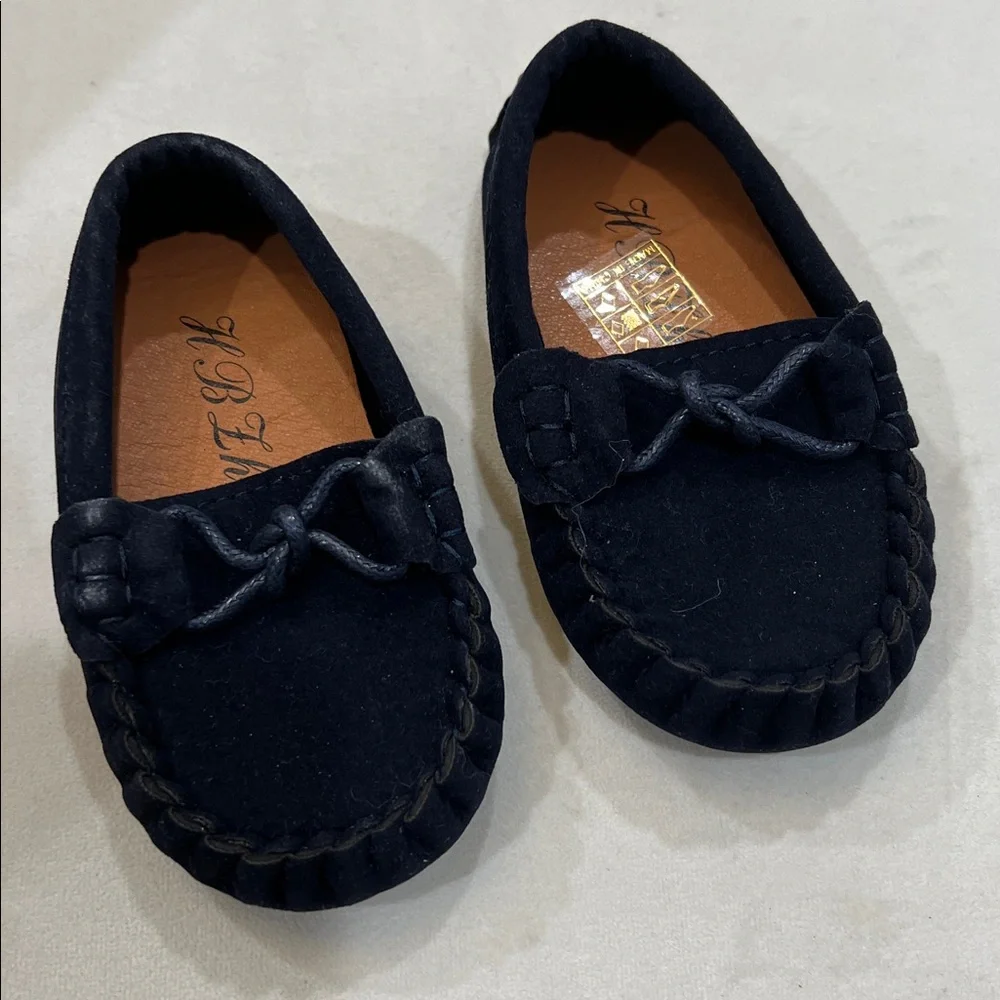 NWOT. Kids Navy Suede Moccasin Slip-On Shoes.